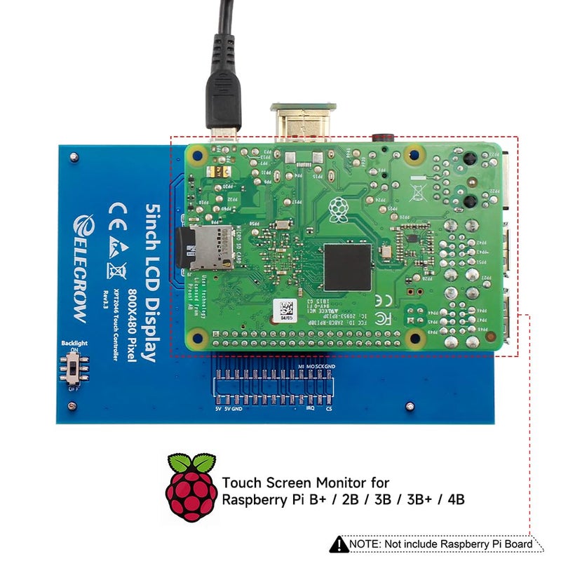 ELECROW 5-Inch Resistive Touch Screen TFT LCD Display, 800x480 HD Resolution, Compatible with Raspberry Pi 5/4/3/2B/Zero, Banana Pi, Jetson Nano, Windows 11/10/8/7 - Image 5